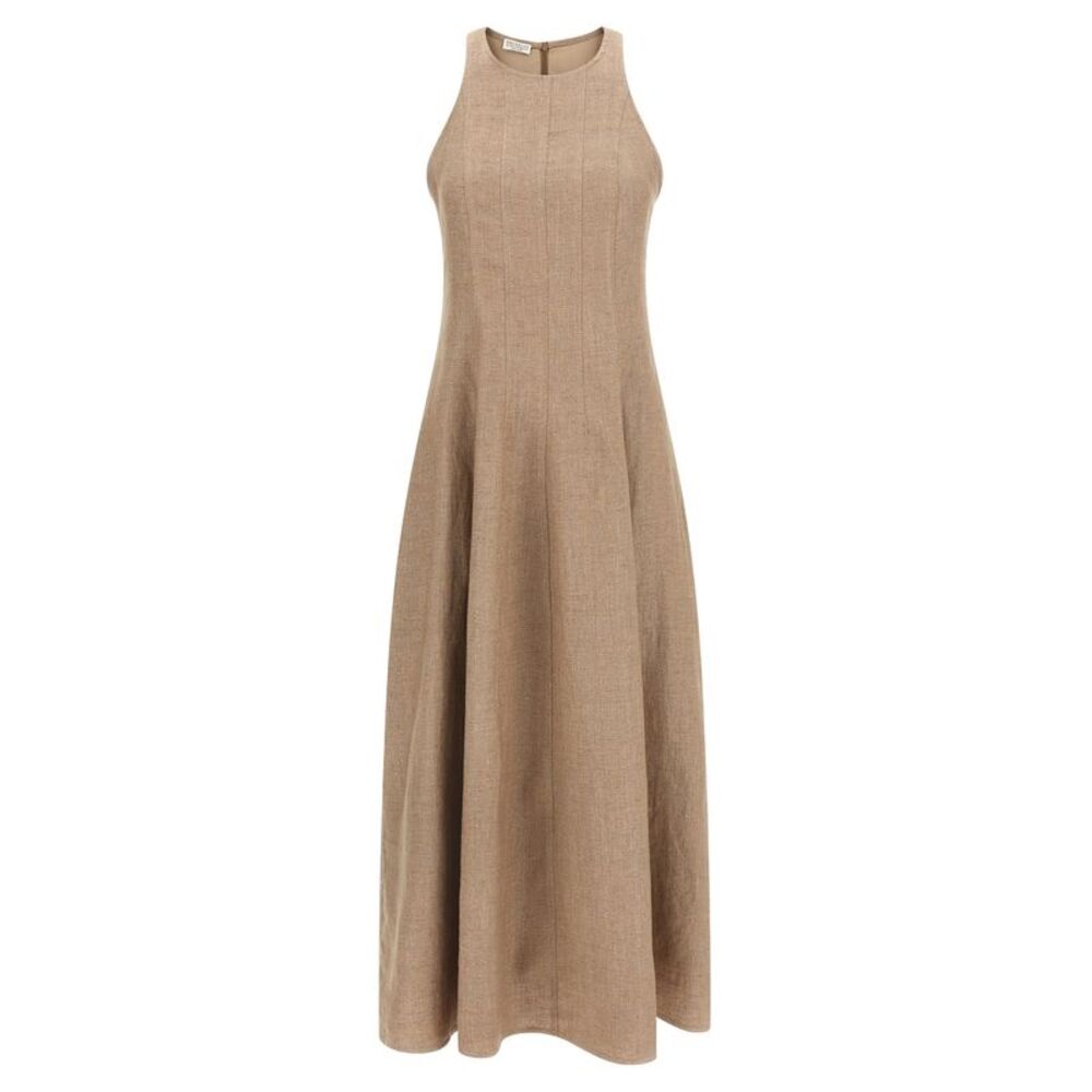 Brunello Cucinelli Beige Linen Long Women's Dress